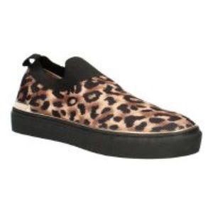 Leopard Black/Brown Animal Print Sneakers, Sz 10M